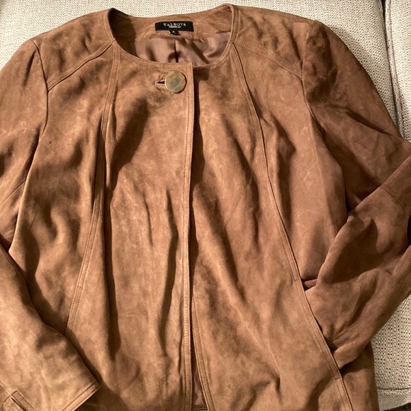 Talbots suede one button jacket sz16 in toffee color - Picture 1 of 4
